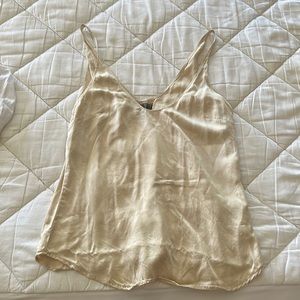 Reformation silk cami top on cream